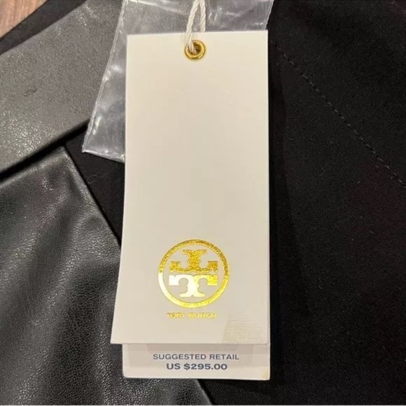 NWT TORY BURCH LEATHER BLACK ON BLACK SKINNY PANTS . SIZE SMALL . - Picture 3 of 6